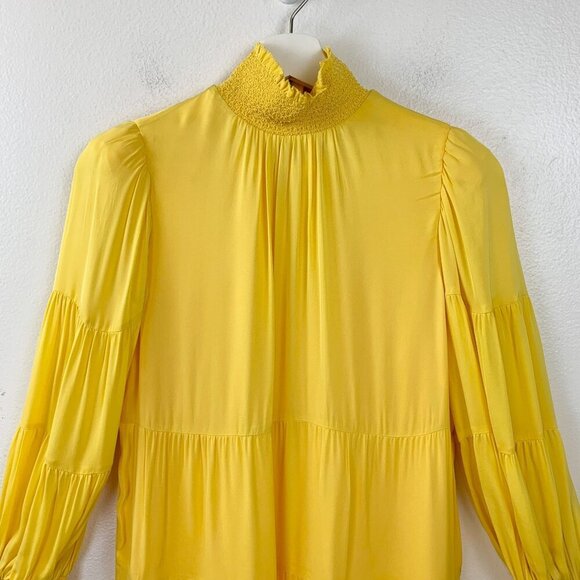 NWT  Alice + Olivia Karena Smock Neck Long Balloon Sleeve Mini Dress Size P - Picture 4 of 9